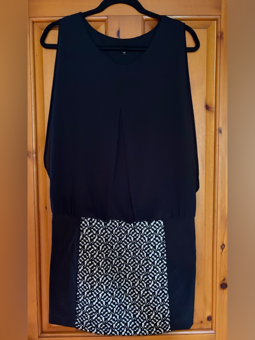 La Fée Marabouté Black  & White Patterned Midi dress -